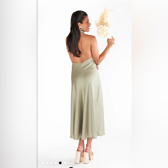 NWOT SHOW ME YOUR MUMU - Jasmine Halter Midi Dress size: medium color:moss green - Picture 3 of 3
